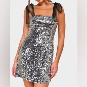 NWT Lulus Sequin Black and Silver Dress